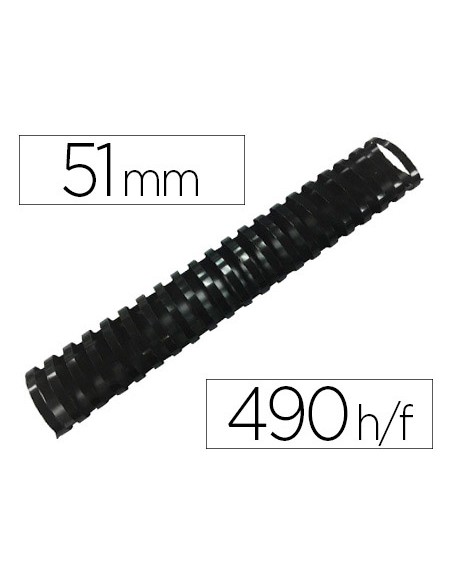 Canutillo q-connect ovalado 51 mm plastico negro capacidad 490 hojas caja de 10 unidades