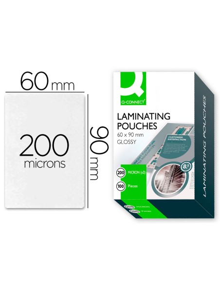Bolsa de plastificar q-connect 90 x 60 mm 200 mc carnet de nif caja de 100 unidades