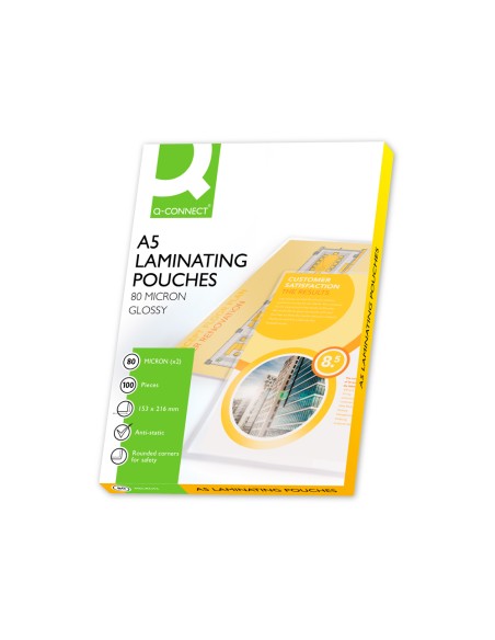Bolsa de plastificar q-connect 153 x 216 mm 80mc din a5 caja de 100 unidades