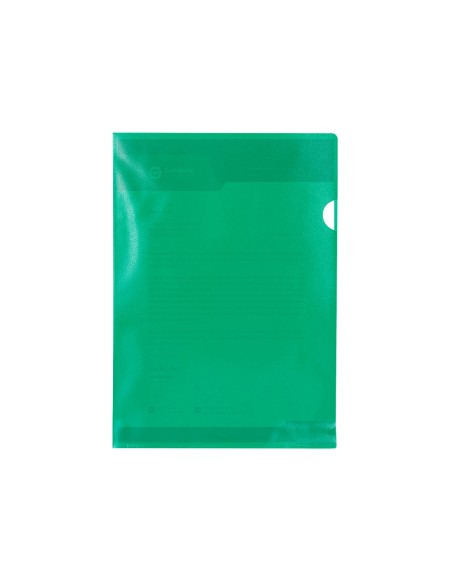 Carpeta dossier uñero plastico q-connect din a4 120 micras verde caja de 100 unidades