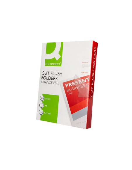 Carpeta dossier uñero plastico q-connect din a4 120 micras transparente caja de 100 unidades