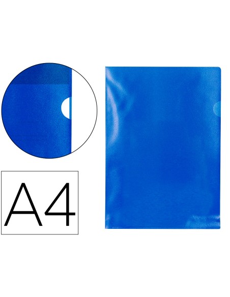 Carpeta dossier uñero plastico q-connect din a4 120 micras azul caja de 100 unidades