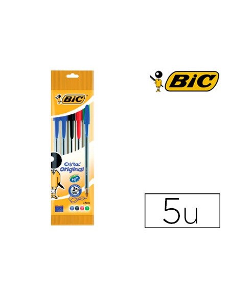 Boligrafo bic cristal original bolsa de 5...