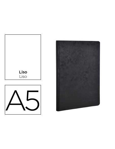 Libreta age-bag tapa cartulina lomo cosido liso 96 hojas color negro 148x210 mm