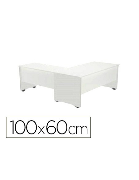 Ala para mesa rocada serie work 100x60 cm derecha o izquierda acabado aw04 blanco/blanco