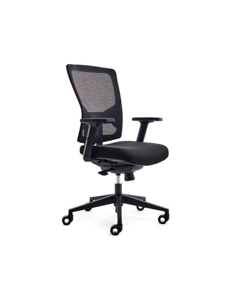 Silla rocada de oficina con brazos tapizada en...