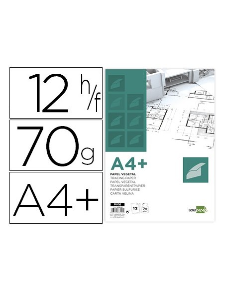 Papel dibujo liderpapel a4+ 320x240mm 70g/m2...