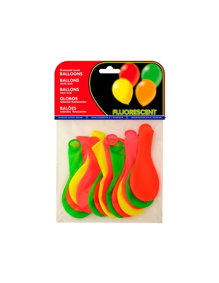 Globo 100% latex biodegradable fluorescente bolsa de 15 unidades colores surtidos