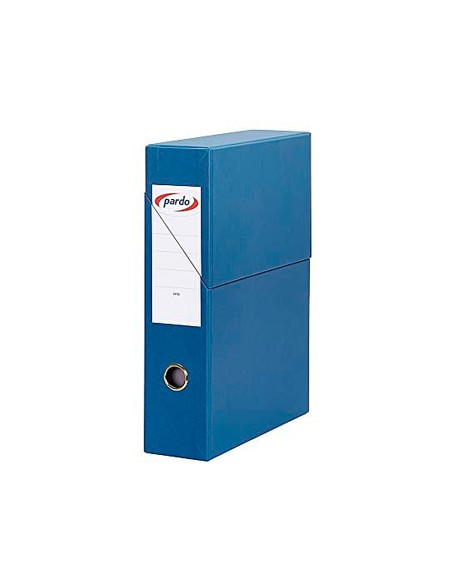 Archivador con tapa pardo carton forrado ollao lomo din a4 80 mm color azul 335x250x80 mm