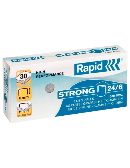 Grapas rapid nº 24/6 strong galvanizadas caja de 1000 unidades