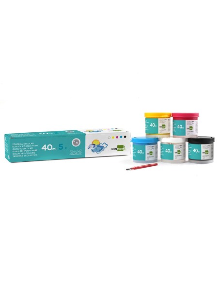 Tempera liderpapel escolar 40 ml caja 5 colores...