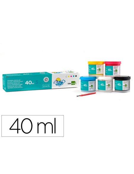 Tempera liderpapel escolar 40 ml caja 5 colores...