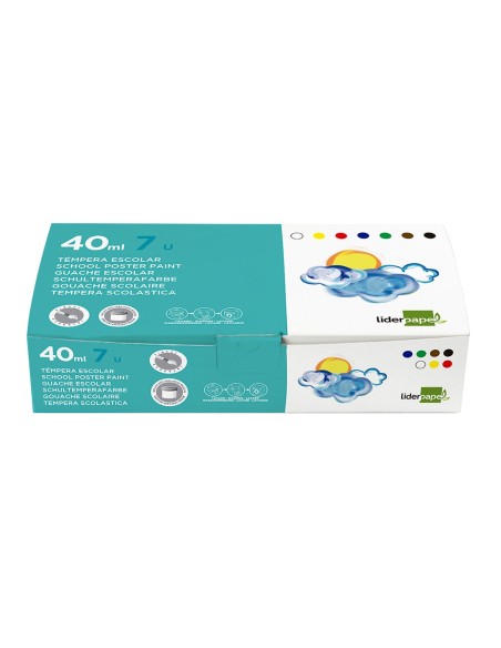 Tempera liderpapel escolar 40 ml caja 7 colores...