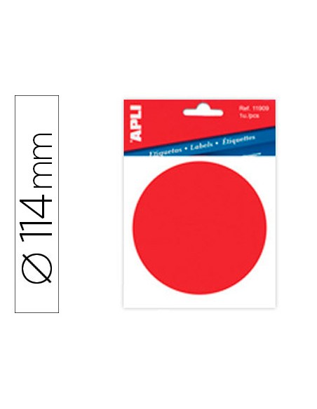 Etiqueta adhesiva apli 11909 vinilo rojo señalizacion cristales 114 mm diametro blister de 1 unidad