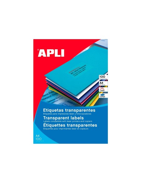 Etiqueta adhesiva apli transparente 48,5x25,4...