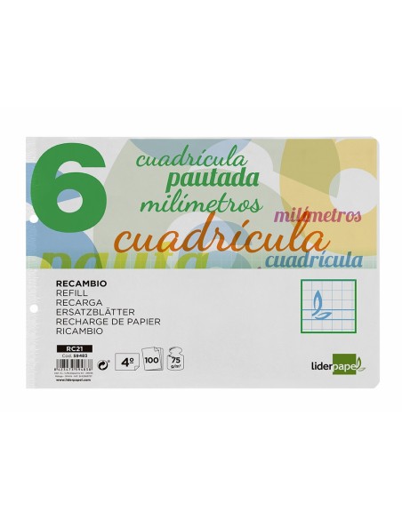 Recambio liderpapel cuarto apaisado pautaguia...