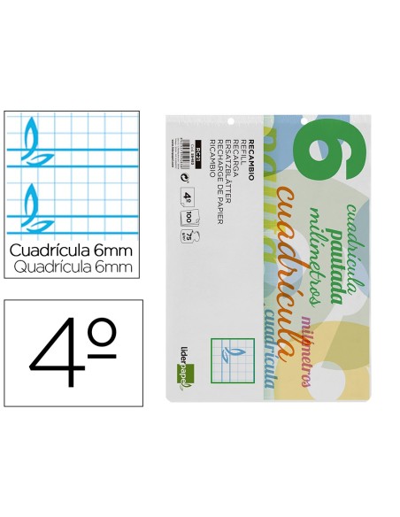 Recambio liderpapel cuarto apaisado pautaguia...