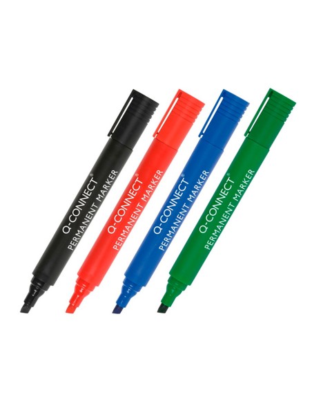 Rotulador q-connect marcador permanente negro punta biselada 5.0 mm