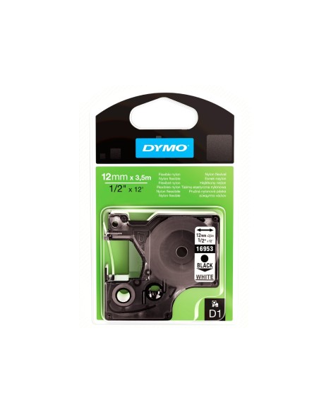 Cinta dymo negro blanco 12mm x3,5 mt d1 nylon