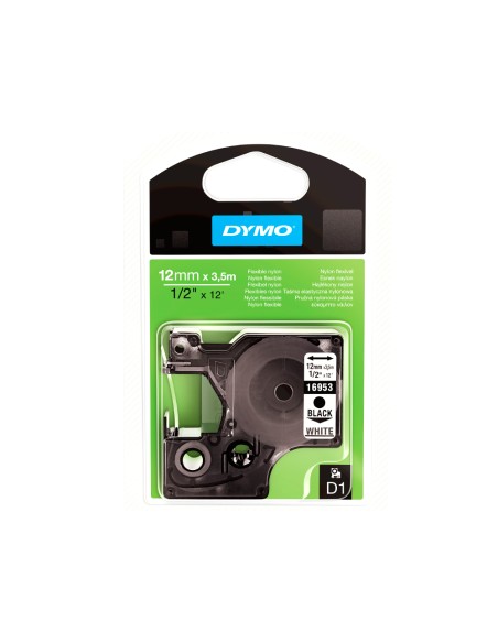 Cinta dymo negro blanco 12mm x3,5 mt d1 nylon