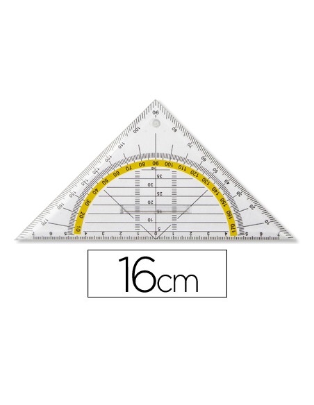 Escuadra liderpapel geometria 16 cm plastico cristal con pestaña de sujeccion