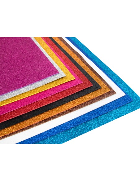 Goma eva con purpurina liderpapel 50x70cm 60g/m2 espesor 2mm violeta