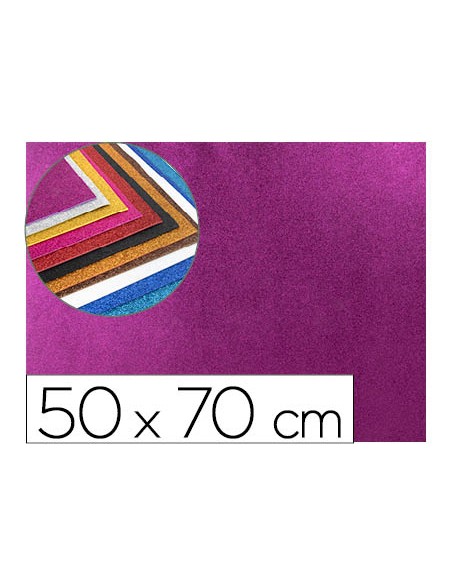 Goma eva con purpurina liderpapel 50x70cm 60g/m2 espesor 2mm violeta