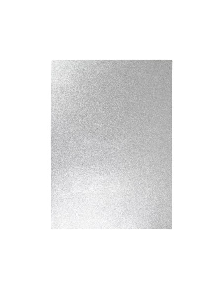 Goma eva con purpurina liderpapel 50x70cm 60g/m2 espesor 2mm plata