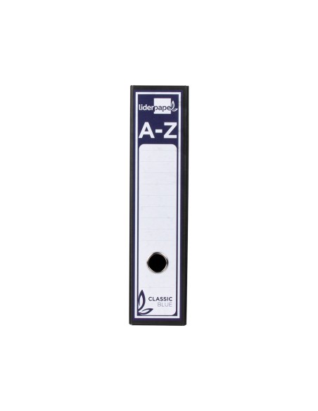 Archivador de palanca liderpapel carton forrado folio jaspeado negro con caja classic blue