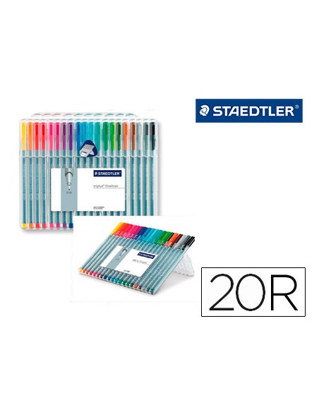 Rotulador staedtler triplus fineliner 334 estuche de 20 unidades colores surtidos