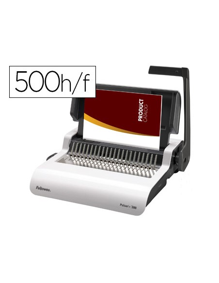 Encuadernadora manual para canutillo fellowes pulsar+300 perfora 20 hojas tamaño din a4encuaderna hasta 300 hojas