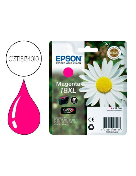 Ink-jet epson t18xl magenta expression home xp-102 xp-205 xp-305 xp-405 capacidad 470 pag