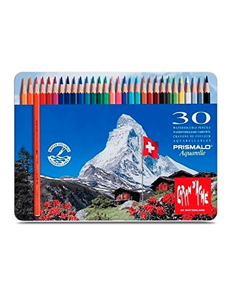 Lapices de colores caran d'ache acuarelables caja metalica de 30 colores surtidos