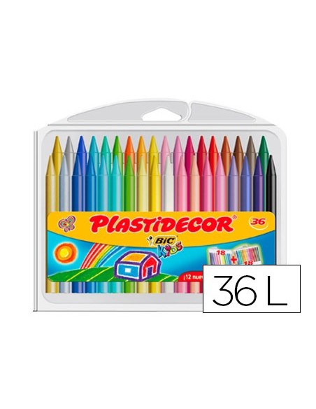 Lapices cera plastidecor caja de 36 colores...