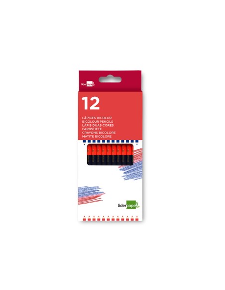 Lapices bicolor liderpapel fino rojo/azul