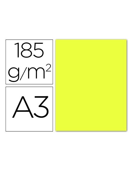 Cartulina guarro din a3 amarillo limon 185 gr...