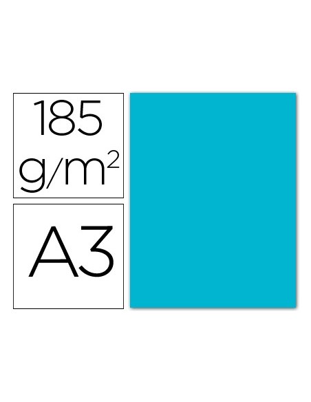 Cartulina guarro din a3 azul turquesa 185 gr...