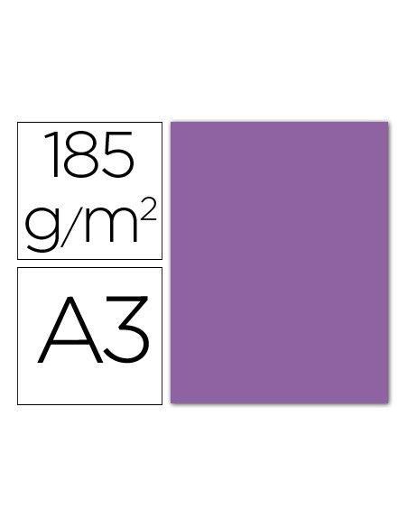 Cartulina guarro din a3 violeta 185 gr paquete 50 hojas