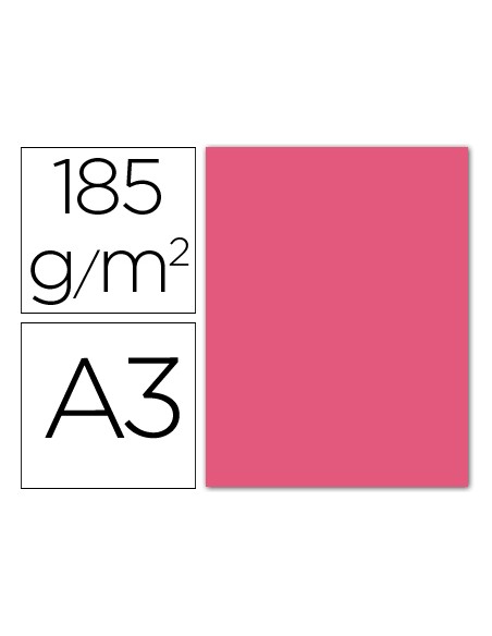 Cartulina guarro din a3 fucsia 185 gr paquete 50 hojas