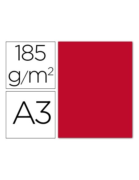 Cartulina guarro din a3 rojo 185 gr paquete 50...
