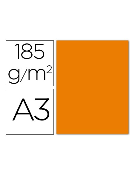 Cartulina guarro din a3 naranja 185 gr paquete 50 hojas