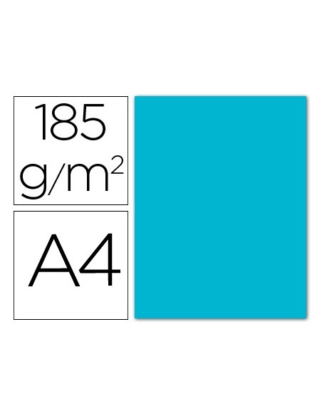 Cartulina guarro din a4 azul turquesa 185 gr...