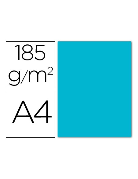 Cartulina guarro din a4 azul turquesa 185 gr paquete 50 hojas