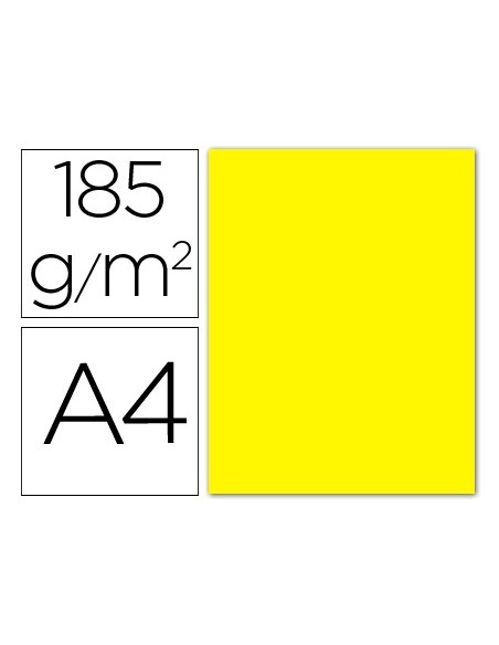 Cartulina guarro din a4 amarillo canario 185 gr...