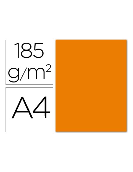 Cartulina guarro din a4 naranja 185 gr paquete 50 hojas
