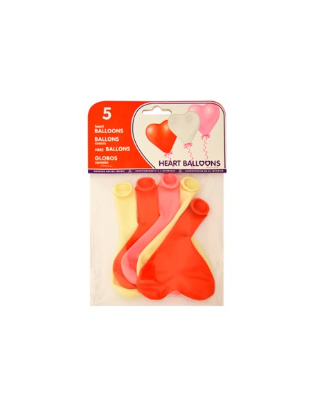 Globo 100% latex biodegradable con forma corazon bolsa de 5 unidades