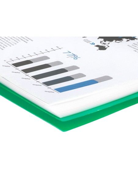 Carpeta liderpapel escaparate con espiral 80 fundas polipropileno din a4 verde