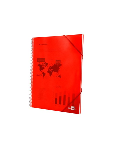Carpeta liderpapel escaparate con espiral 60 fundas polipropileno din a4 rojo