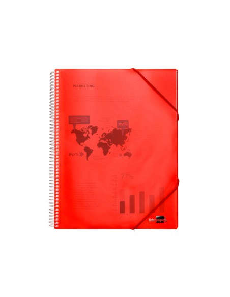Carpeta liderpapel escaparate con espiral 60 fundas polipropileno din a4 rojo