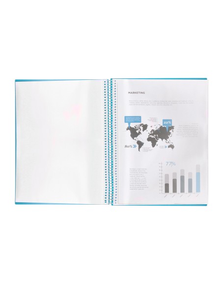 Carpeta liderpapel escaparate con espiral 60 fundas polipropileno din a4 azul
